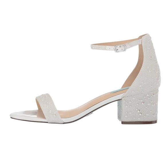 Betsey Johnson Womens Mari Heeled Sandal US 6.5 EU 37 White Rhinestone NIB - Picture 2 of 13